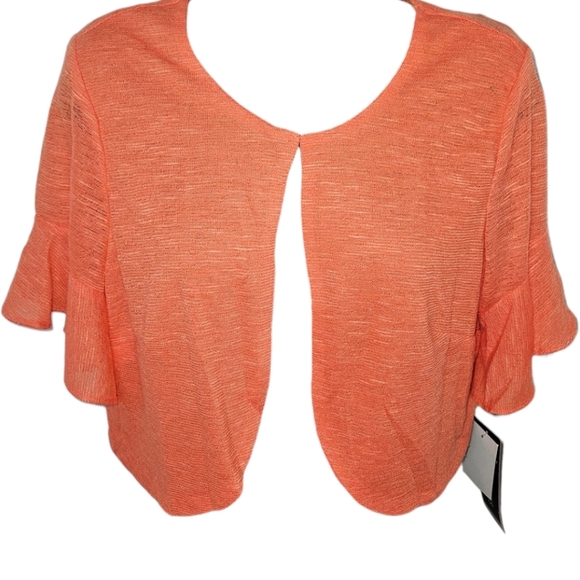 NWT Perceptions New York Mini Short Ruffle Sleeve Cardigan Sweater - Picture 1 of 3